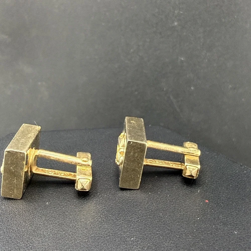 Vintage Anson Cufflinks Gold Tone Enamel Masonic Shriners Scimitar Crescent